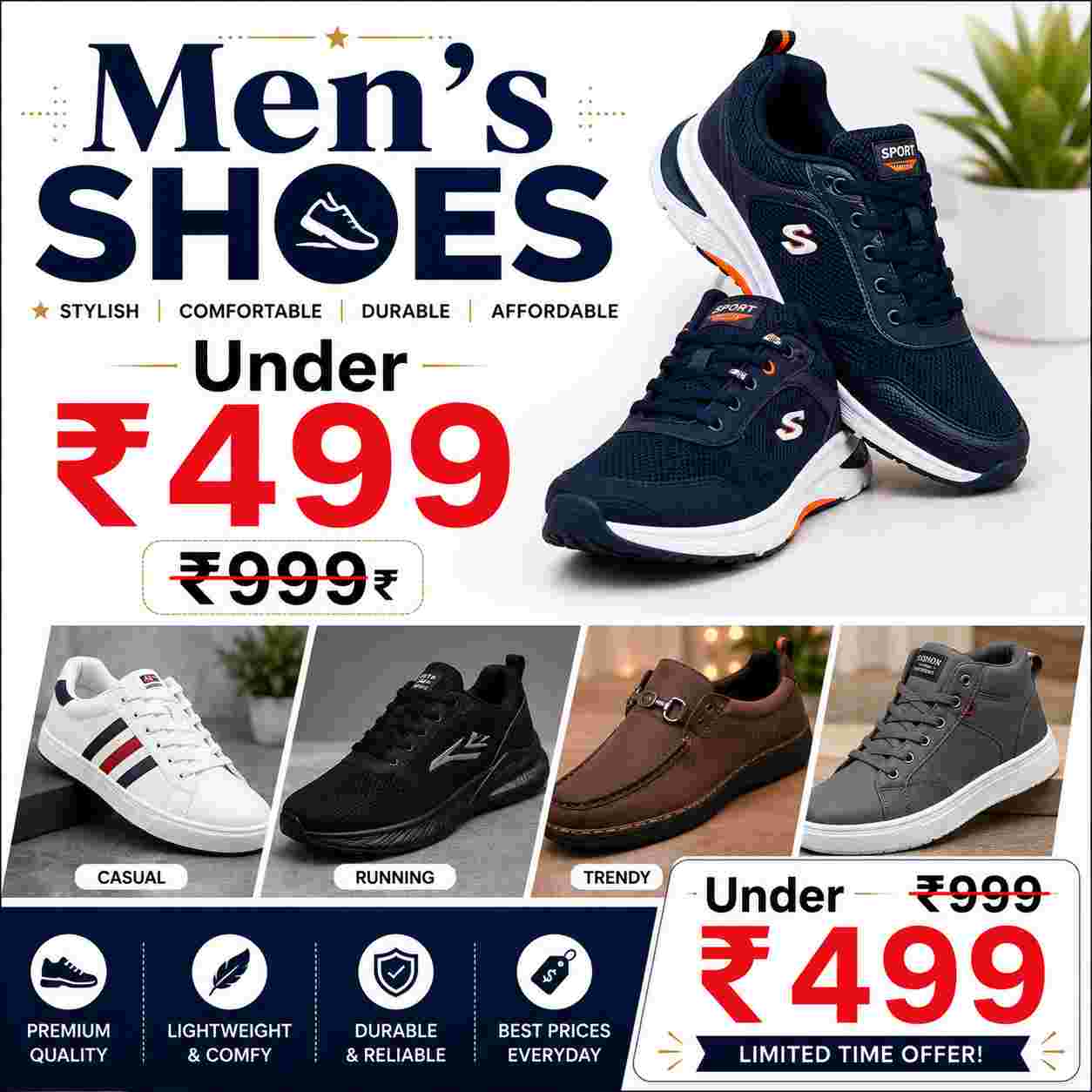 Men’s Shoes Under ₹499