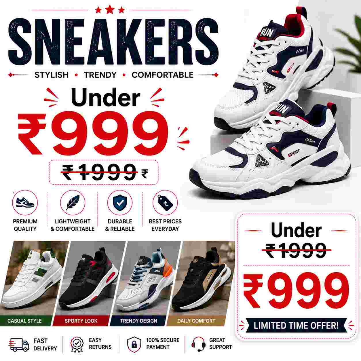 Sneakers Under ₹999