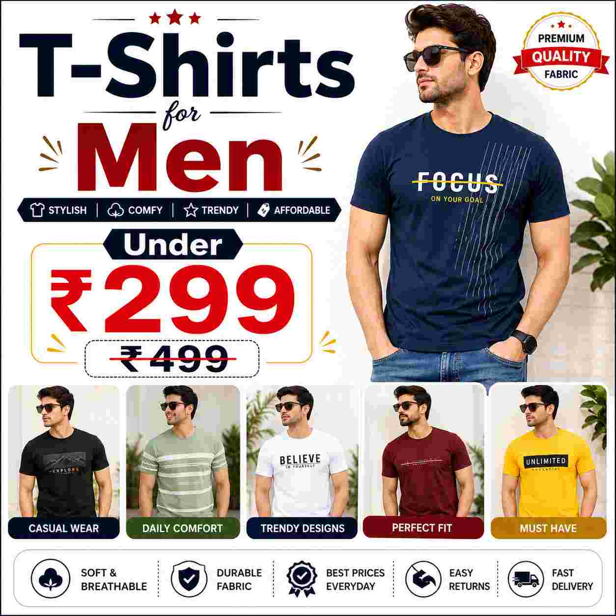 T-Shirts for Men Under ₹299
