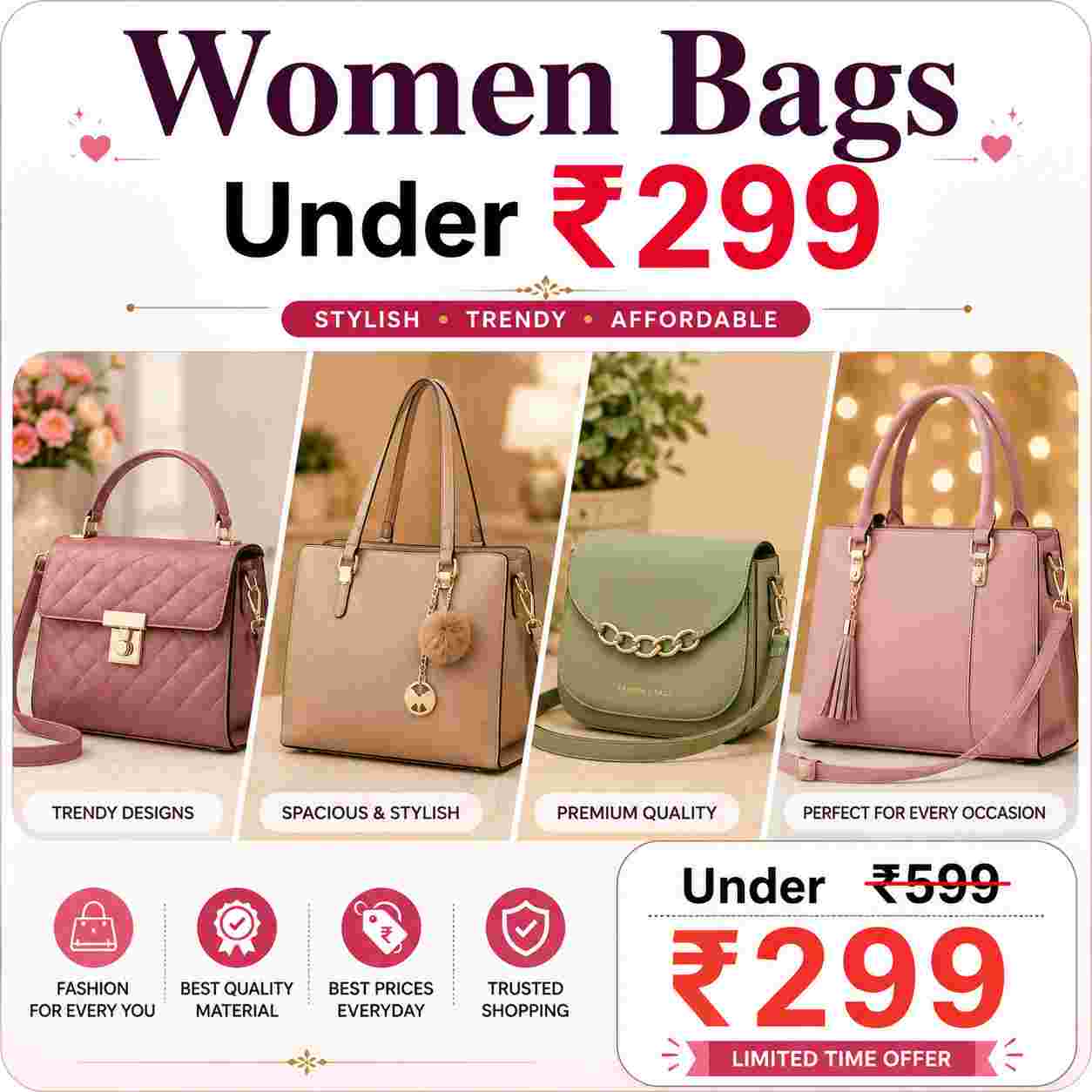 Women Bags Under ₹299